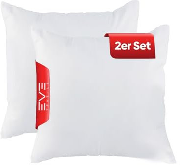 EVE Textile® 2er Set Kissen 40x40 cm bis 60° Waschbar Atmungsaktives Kopfkissen Innenkissen; Dekokissen, Sofakissen Kisseninlett & Bettkissen mit Flauschiger Microfaserfüllung