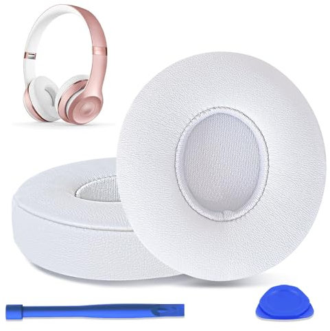 Replacement Ear Pads for Beats Solo 2 & Solo 3 Wired & Wireless Headphones, Ear Cushions, Ear Cups Cover Repair Parts-White