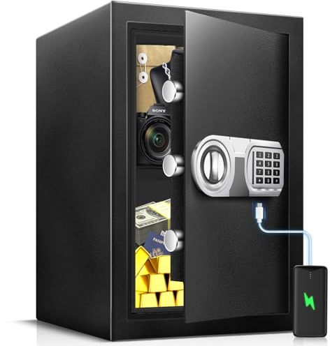 ToruKeep 60L Fireproof Safe Box with Fire poof Document Bag – Type-C Powered Digital Keypad, Electronic Combination Lock for Cash Jewelry, Steel Security Box for Home Office Hotel (35x31x45cm)