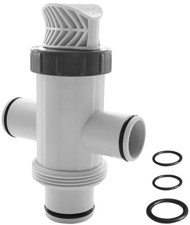 Lergas 11872 Robinet d'arrêt de piscine 38 mm et 32 mm, raccord de tuyau 32 mm et 38 mm, pièce de rechange valves à piston 11872, double valve divisée pour système de filtration et piscine hors sol