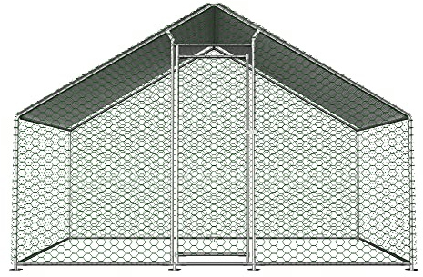 Freilandhühnerstall, 303x200x200cm, Metallgitter-Auslauf mit PE-Dach, Geeignet für Hühner und Kleintiere