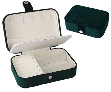 Boîte de rangement de bijoux de mariage personnalisée, boîte à bijoux de voyage portable, cadeaux for demoiselles d'honneur, étui de rangement for boucles d'oreilles et colliers(Dark Green,Rose Gold T