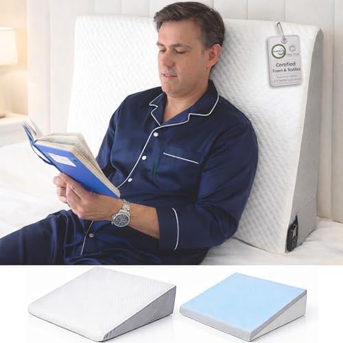 Ritalia® Coussin Anti Reflux 90x65x20 cm | REHAUSSEUR Matelas Adulte avec Mousse MÉMOIRE | Oreiller DE Lecture pour LIT | Dossier DE LIT & Coussin Triangulaire