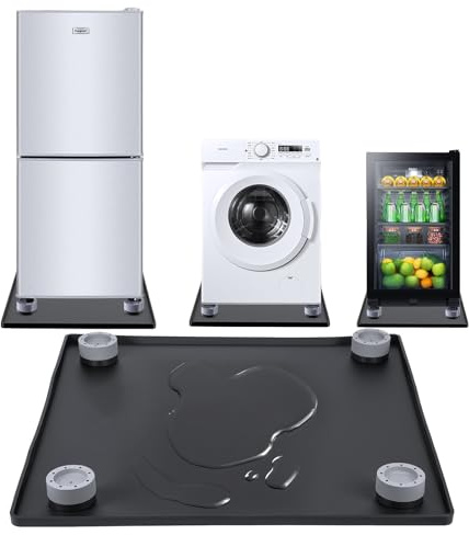 Baignoire de machine à laver, 60 x 60 cm Bac de lavage en silicone étanche pour la protection du sol, bac anti-fuites pour machines à laver, sèche-linges, lave-vaisselles, réfrigérateurs, climatiseurs
