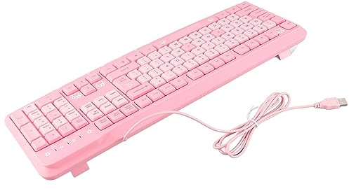 Clavier Filaire USB, Coussinet en Silicone Ultra Fin, Hauteur de Frappe, Résistant aux Déversements, pour Ordinateur Portable (Rose)