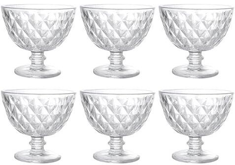 Tognana Diamond, set 6 coppette gelato 280 cc, vetro, trasparente
