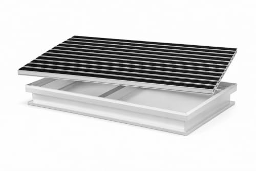 POLENTEX Aluminium-Fußmatte mit Ablaufwanne – 75x50 cm, 22 mm Profilhöhe & 80 mm Gesamteinbautiefe, Rutschhemmende Gummieinsätze, Schwarz, Rechteckig