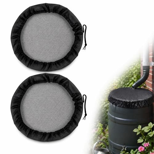 Filet de Protection pour Récupérateur d'eau de Pluie, Couvercle Filtrant Anti Feuilles et Insectes, Élastique et Réutilisable, pour Tonneau, Citerne, Bassin de Jardin