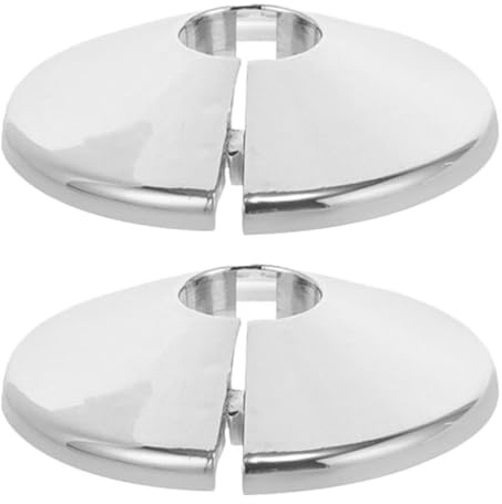 KAILIKETIY Bride de plomberie ronde fendue 15 mm 2 pièces, cache-tuyau argenté en PVC et alliage, pour robinets d'angle et tuyaux d'eau, installation facile en maison et bureau
