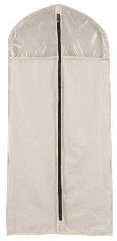 Household Essentials 3392-1 Cedarline Collection Hanging Garment Bag | Dress and Suit Protector | Natural Cotton Canvas,Off-White
