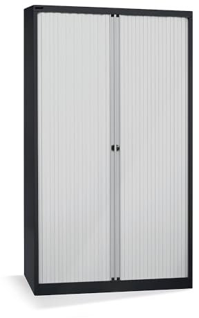 Bisley et412/19/4S. LG 198 cm Euro Tambour hellgrau Shutter mit 4 Ablagen – SCHWARZ