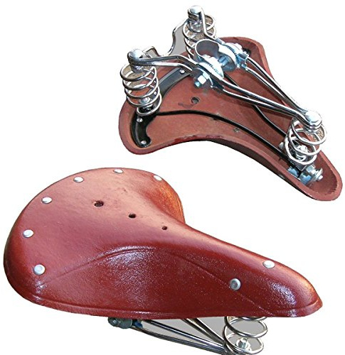 Klassischer brauner Komfortfahrradsattel aus Kunstleder im Vintage-Look