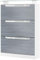 Vladon Schuhschrank Space, Made in Germany, Schuhkipper für 24 Paar Schuhe mit 3 Klappen und Glasablage, Weiß matt/Avola-Anthrazit mit Absetzungen in Weiß Hochglanz (89 x 128 x 23 cm)