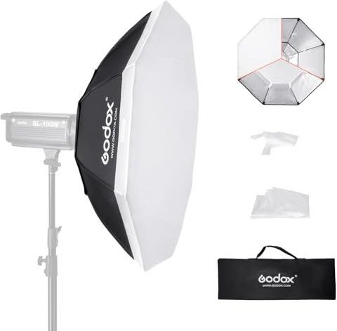 Godox Boîte à lumière octogonale 95 cm avec diffuseur de lumière et modificateur de lumière Bowens pour éclairage stroboscopique