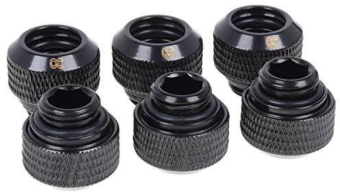 Alphacool 17375 Eiszapfen 12mm HardTube Anschraubtülle G1/4 - Deep Black Sixpack Wasserkühlung Anschlüsse