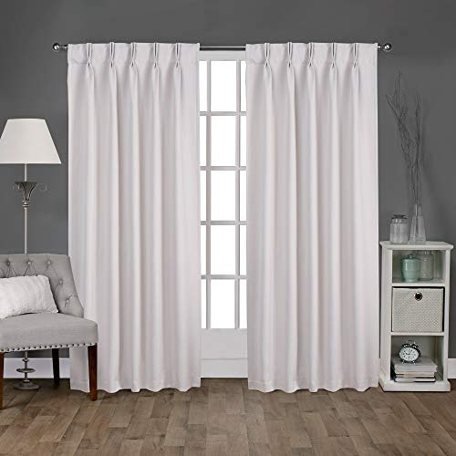 Exclusive Home Vorhänge, Satin, gewebt, verdunkelnd, Quetschfalten, 2 Stück, Vanille, 76,2 x 274,4 cm, 2 Stück