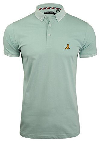 BRAVE SOUL Mens Glover Polo T-Shirt Cotton Short Sleeved (Pale Green) S