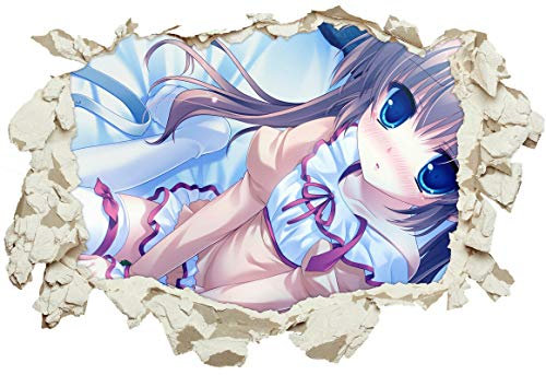 Unified Distribution Anime & Manga - Süßes Mädchen - Wandtattoo mit 3D Effekt, Aufkleber für Wände und Türen Größe: 92x61 cm, Stil: Durchbruch