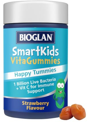 Bioglan SmartKids Happy Tummies | 1 Billion Live Bacteria | CFU | Vitamin C | Immune Support | 30 Gummies
