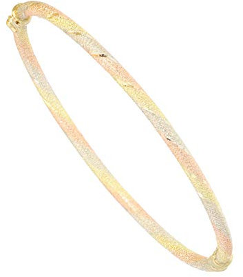 My Gold Damen Armreif Gold Armband Echtes Gelbgold Rotgold Roségold Weißgold 375 (9 Karat) Tri-Color Ø 65mm Milloa S-00561-G685