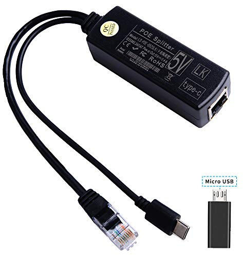 GeeekPi Gigabit USB-C PoE Splitter 48V to 5V IEEE802.3af Power Over Ethernet for Raspberry Pi,Tablets, Dropcam(48V to 5V 2.4A)