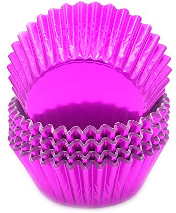 Mombake Einweg-Backförmchen aus Standard-Folien Papier, Muffin-Cupcake-Förmchen für Partys und mehr(Rosa, 100 Stück)