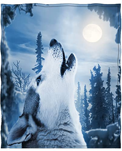 goodbath Wolfs Überwurfdecke, Tierische Wölfe Fleece-Decke Kuschelige Plüsch-Decke für Sofa Couch Bett, 200 cm x 150 cm