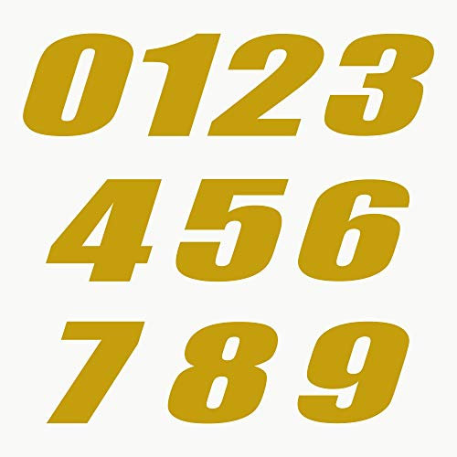 Autodomy Motorrad Motocross Nummer 10 Stücke | Startnummer Aufkleber Sie widerstehen Regen und Sonne | Vinyl Number Stickers Gold