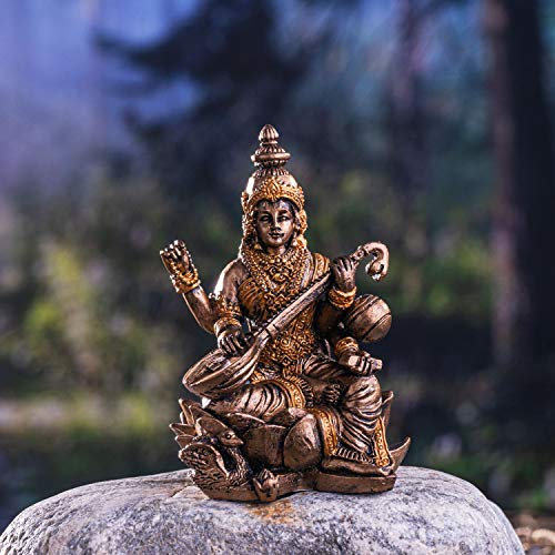 Pacific Giftware Saraswati Figur klein - Hindu Gott Göttin Miniatur Deko Statue