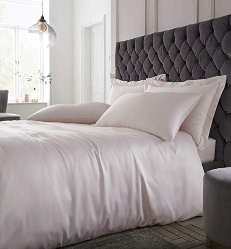 Catherine Lansfield Silky Soft Satin Super King Duvet Set Blush