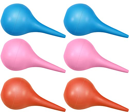 Nuanchu 6 Packs Hand Bulb Ear Syringe 30 ml Washing Rubber Squeeze Bulb Ear Syringe Ball for Infant Baby Puppy Adult(Pink, Blue, Orange)