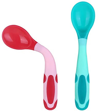 Tomdeks 2pcs Ensemble De Cuillères, Cuillère D'entraînement Pour Bébé Pour Enfants, Cuillère D'apprentissage Sensible À La Chaleur Et À Changement De Couleur Douce