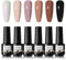 ROSALIND UV Nagellack, Shellac Pastell Schwarz Braun Nude Silber Farbe Gel Nagellack, UV Gel Nagellack Set Gellack Nail Art Gelnagelset 6 Farben