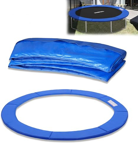 YRHome Bâche de protection pour trampoline - Diamètre : 244 cm - 305 cm - 366 cm - Résistant aux UV - Indéchirable - Protection des bords - Tapis de sécurité pour trampoline - Taille standard - Bleu