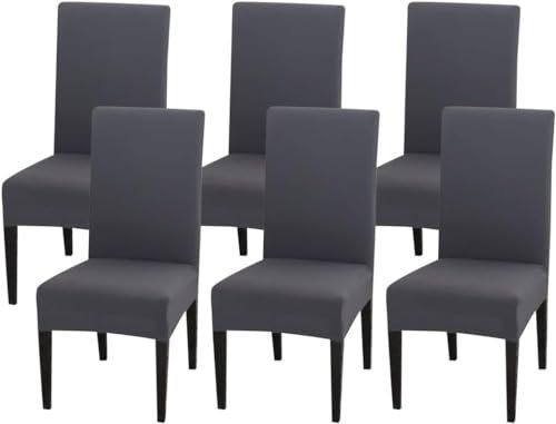 Littleprins Stuhlhussen 6er Set Schwingstühle Stretch Stuhlbezug elastische Hussen für Stühle Stuhlüberzug für Esszimmer Stuhl Hochzeit Partys Bankett (Grau)