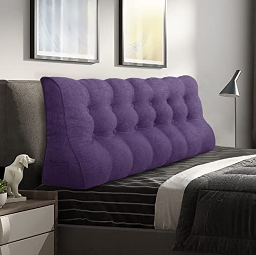 Johnear Rückenkissen Lendenkissen für Sofa Bett Rückenlehne Lesekissen ,Großes Bücherkissen Hohe Kopfteil zweireihig Keilkissen Wandkissen Beinkissen (grau lila,180 x 26 x 55cm)