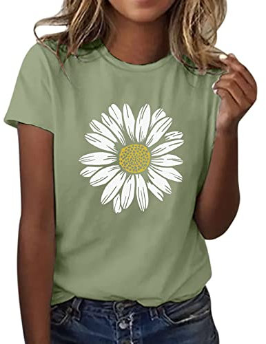 Women Sunflower Summer T Shirt Plus Size Loose Blouse Tops Girl Short Sleeve Graphic Casual Tees Handstand Shirt Long Sleeve