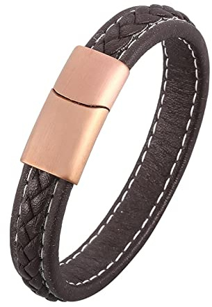 Dsnyu Armband Leder Herren, Bronze Armreifen Herren Leder, 16.5CM Einfacher Stil Armbänder Retro für Weihnachten