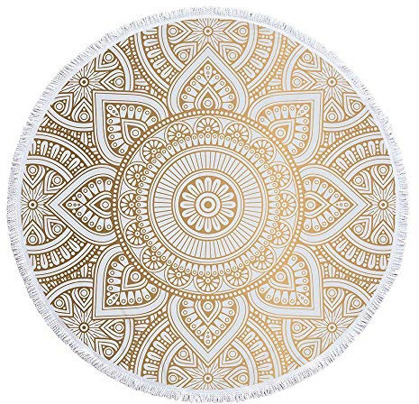 Josenidny Rundes Mikrofaser Mandala Strand Tuch Indisches Hippie Boho Strand Tuch mit Quasten ÜBergroßE Wickel Decke