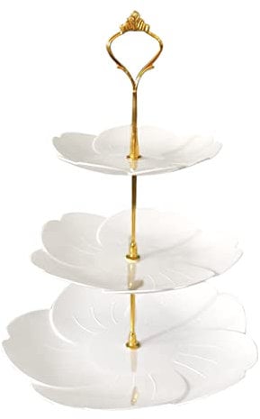 3 Tier Dessert Tray with White Display Stands for Dessert Table | Cupcake Holder for Wedding, Baby Shower & Celebrations