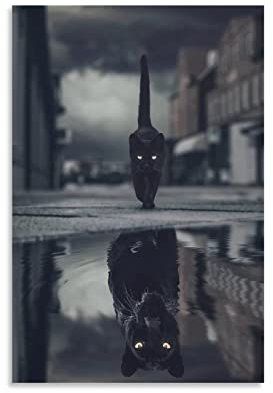 LIOONS Art Black Panther And Black Cat Poster Dekorative Malerei Leinwand Wandposter und Kunstbild Druck Moderne Familie Schlafzimmer Dekor Poster 20 x 30 cm