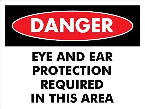 Warnschild Gefahr Augen- Und Gehörschutz In Diesem Bereich Erforderlich Personalisierte Beschilderung Retro Blechschild 20X30Cm, Tin Sign