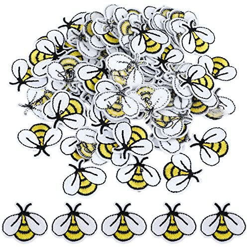 60 Stücke Bienen Bügelflicken zum Aufbügeln, Bienen Patches Zum Aufbügeln Bügelbild, 2,8x2,5cm Biene Bestickte, Bienen Aufbügler Zum Aufbügeln Bügelbilder Für Hosen Jeans Hemden Handarbeiten