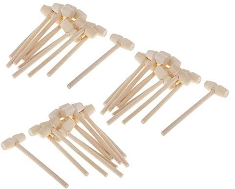 Leadigol Wooden Hammers for Chocolate, Mini Breakable Heart Hammer Mallet for Chocolate Smash-able Heart,30 Pcs