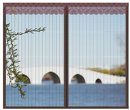 DarkSwan Personalizar mosquiteras para Ventanas, marrón mosquitera Ventana magnetica, mosquiteras magneticas para Ventanas Sellado Arriba a Abajo Automáticamente, Velcro iman Window Mosquito Net