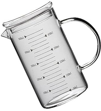 HOJIOESRD Taza medidora de vidrio funcional con tapa indispensable para cocinar y hornear, 500ml