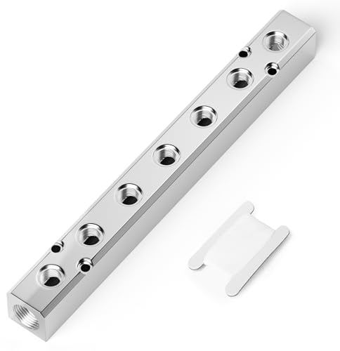 TAILONZ PNEUMATIC Silver 7 Wege Pneumatischer Shunt Aluminium Block Pneumatischer Verteiler Luftverteiler Luftweg Abluftquelle Verteiler,Druckluftverteiler Pneumatik Block,Gasverteiler