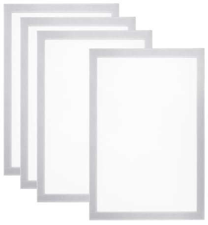PATIKIL 4 Stück Magnetrahmen, A4 Info-Rahmen selbstklebend Aufklappbarer mit Magnetverschluss bilderrahmen für Postkarte Hinweis Zeichnung, Transparente Oberfläche, Silber