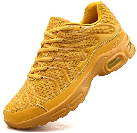 Herren Walkingschuhe Turnschuhe Fitnessstudio Sportschuhe Sneaker Running Tennis Schuhe Freizeit Straßenlaufschuhe Fashion Leichtgewichts Atmungsaktiv Schlüpfen Schuhe gelb 42EU