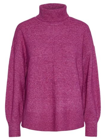 PIECES Pcmalou LS Rollneck Knit Noos BC Maglione Lavorato a Maglia, Festival Fucsia. Dettagli: mélange, M Donna
